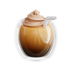 3d illustration of coffee shop. 3d icon of Ice Coffee. 3d elements