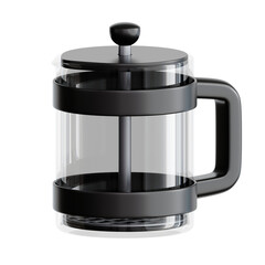 3d illustration of coffee shop. 3d icon of French Press. 3d elements