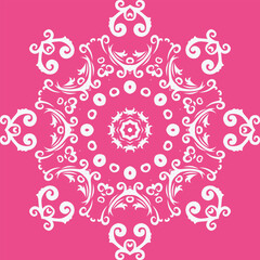 Damask Fabric Classic Traditional Pattern Drawingfolk Embroidery, Aztec Ornament Print. Design for Carpet, Wallpaper, Clothing, Wrapping, Fabric