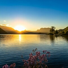 静かな湖の風景