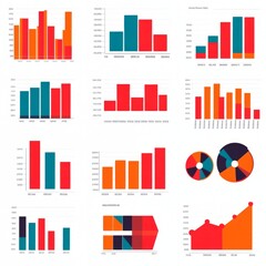 A collection of colorful data visualizations and charts for analysis.