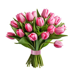 Elegant Bouquet of Fresh Pink Tulips for Spring, Romance, and Special Occasions PNG Icon on transparent background