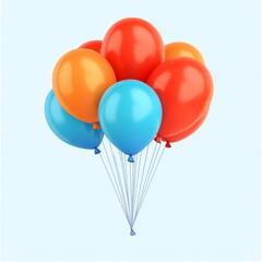 A cluster of colorful balloons floating against a light background.