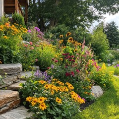 Garden with a blend of perennials and annuals