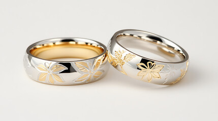 Elegant floral wedding rings with delicate nature inspired designs