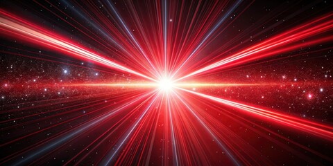 Red light beam shooting through space with streaks of hyperspace travel, Red light, beam, hyperspace, travel