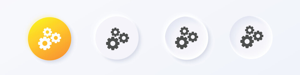 Gear and setting icon. Neumorphism round style button design vector