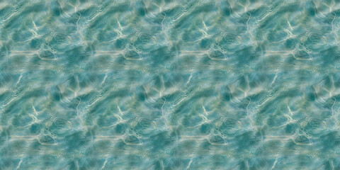 Fototapeta premium Seamless Pattern Texture Background: A close-up, top-down view of a teal water surface with faint caustic patterns across soft ripples