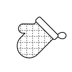 Oven mitt with square pattern icon. Cooking glove icon symbol in line and flat style isolated on white background. Vector illustration.