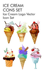 Ice cream logo vector icon set 