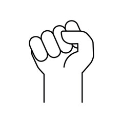 Fist raised up, strong arm line icon. Outline style sign for web and app. Fist hand up gesture vector illustration on white background. Power, solidarity and freedom concept.