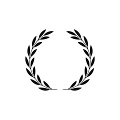 Laurel wreath icon. Assorted foliage and wheat wreath vector icon. Round leaf wreath design for trophy crest, award and achievement border. Vector illustration.