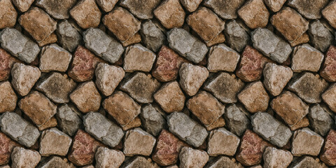 Obraz premium Seamless Pattern Texture Background: A close-up, top-down view of large, irregular gravel stones, filling the entire frame