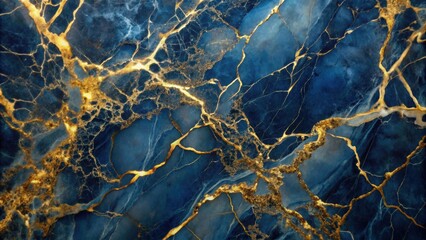 Dark blue marbled stone with golden veins in polished finish, marble, texture, stone, blue, golden, veins, polished