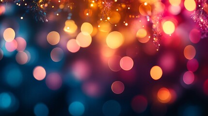 Blurred Christmas Lights in Festive Colorful Background