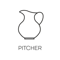 Glass jug of water icon. Water pitcher symbol isolated on white background. Vector illustration.