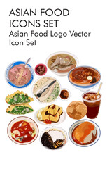 Asian food logo vector icon set 
