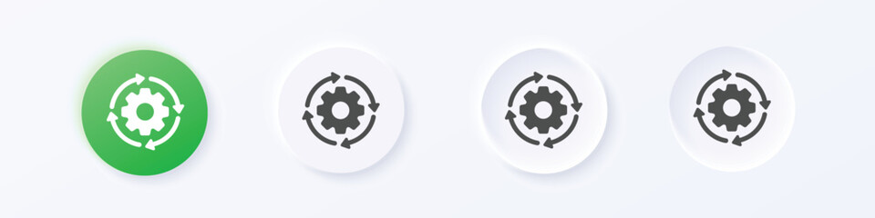 Process icon. Neumorphism round style button design vector