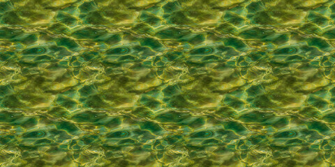 Seamless Pattern Texture Background: A close-up view of emerald green water with subtle caustic effects