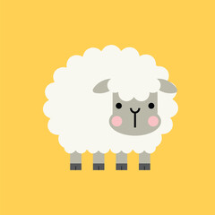 Cute cartoon sheep character. Vector illustration.