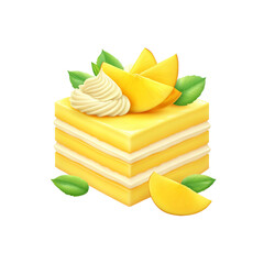 Delicious Mango Cake with Whipped Cream and Mango Slices