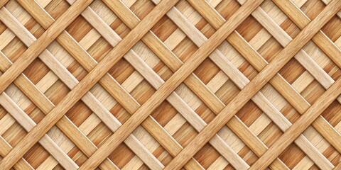 Seamless diamond grid wood lattice texture with woven diagonal boards , wood, lattice, texture, seamless, diamond, grid, redwood