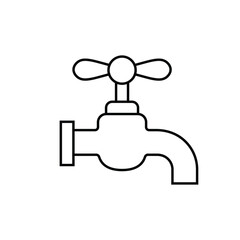 Water tap icon. Faucet with water drop icon isolated on white background. Vector illustration.