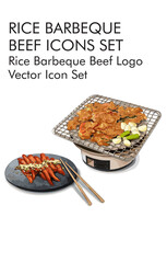 Barbeque beef logo vector icon set 
