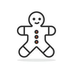 Outline christmas gingerbread man doodle element.