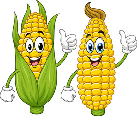 Cartoon funny corn giving thumb up