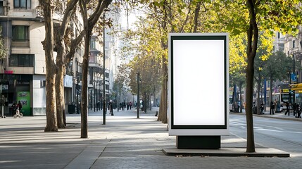 City Street Vertical Billboard With Autumn Trees Advertising Blank Template for Print : Generative AI
