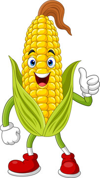 Naklejki Cartoon funny corn giving thumb up