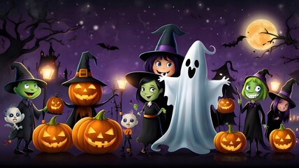 Set a spooktacular tone with a Halloween banner full of quirky characters.