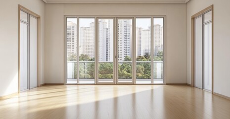 Obraz premium Empty Room with City View.