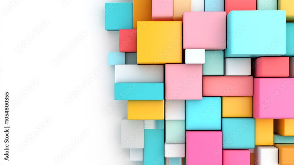 Poster Colorful Abstract Geometry with 3D Cubes for Vibrant Modern Creative Inspiration : Generative AI