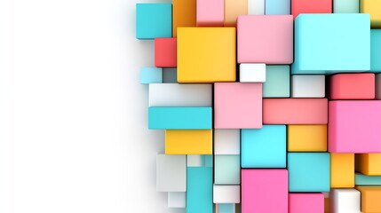 Colorful Abstract Geometry with 3D Cubes for Vibrant Modern Creative Inspiration : Generative AI