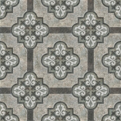 Obraz premium Vintage tiles intricate details for a decorative look. Ceramic paint floor, ornament Collection Patchwork 