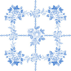 Rose flower botanical pattern fabric textille illustration