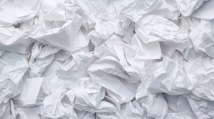 Obraz premium Crumpled White Papers Forming a Textured Background for Creative Projects : Generative AI