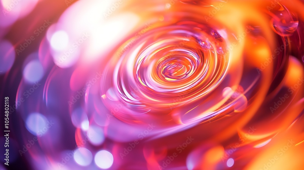 Poster fiery abstract spiral light painting with intense vivid colors and bokeh accents : generative ai