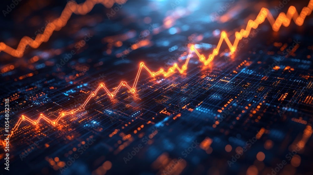 Poster digital representation of a fluctuating data graph.