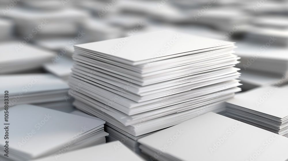 Poster stack of blank white cards arranged on a textured surface closeup : generative ai
