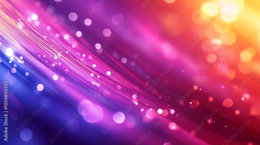Fototapete Dynamic Colorful Streaks with Illuminated Bokeh and Sparkling Light : Generative AI