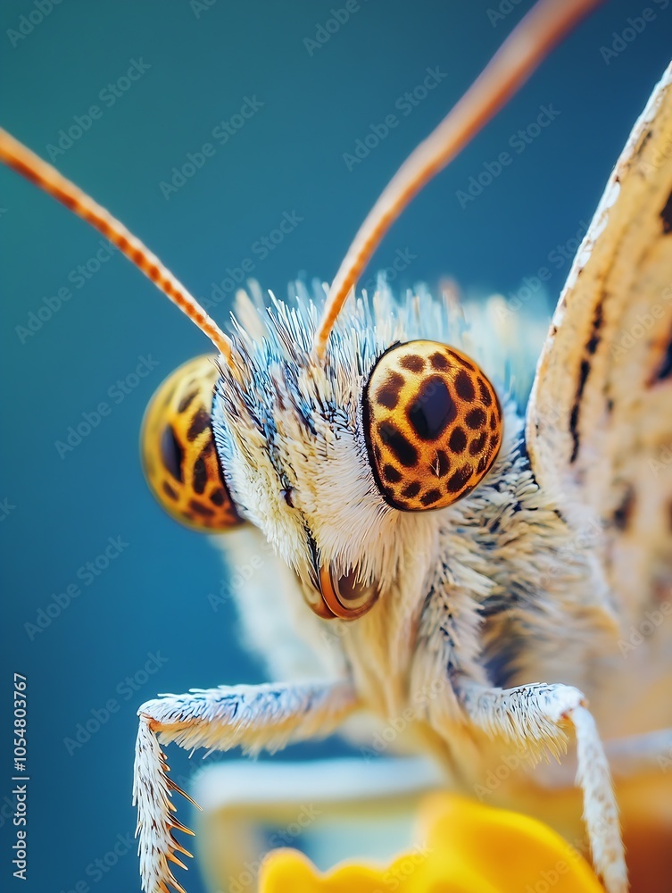 Aufkleber detailed closeup of butterfly on flower with intricate eye patterns and delicate antennae : generati