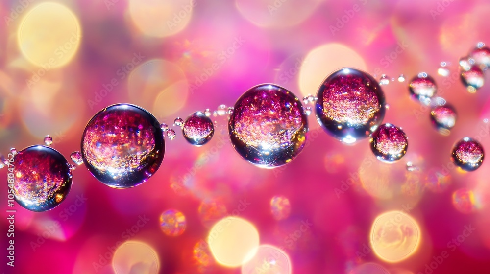 Poster colorful abstract bokeh water droplets on glass with pink and purple background : generative ai