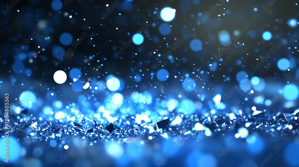 Aufkleber Floating Blue Bokeh Lights with Sparkling Effects for Festive Seasonal Designs : Generative AI