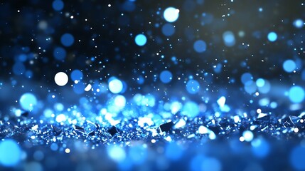 Obraz premium Floating Blue Bokeh Lights with Sparkling Effects for Festive Seasonal Designs : Generative AI
