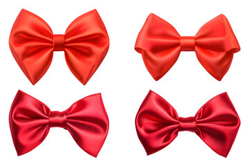 realistic bow set. red silk ribbons with bows festive decor satin rose