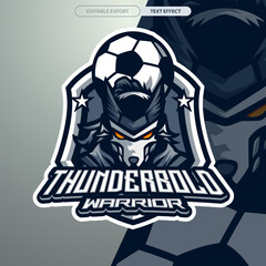 Wolf Thunderbold Warrior Mascot Sport Logo Identity for Soccer and Sports Teams