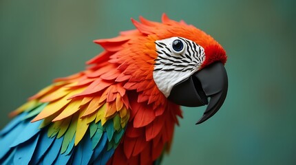 Fototapeta premium Lifelike Parrot with Expressive Eyes and Vibrant Feathers in Realistic Colors